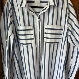 Hut Women’s Classic Blue and White Striped Shirt